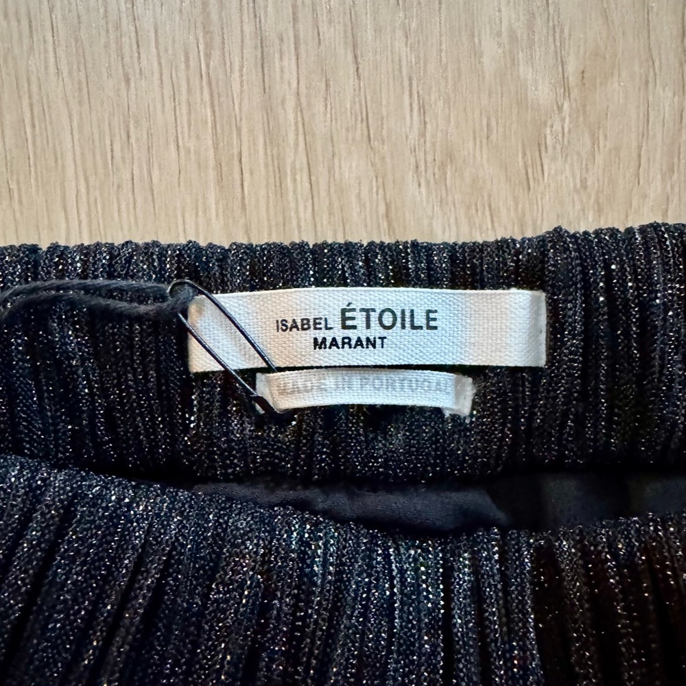Isabel Etoile Marant Women’s Black Metallic Pleated Skirt NWT - Picture 2 of 6